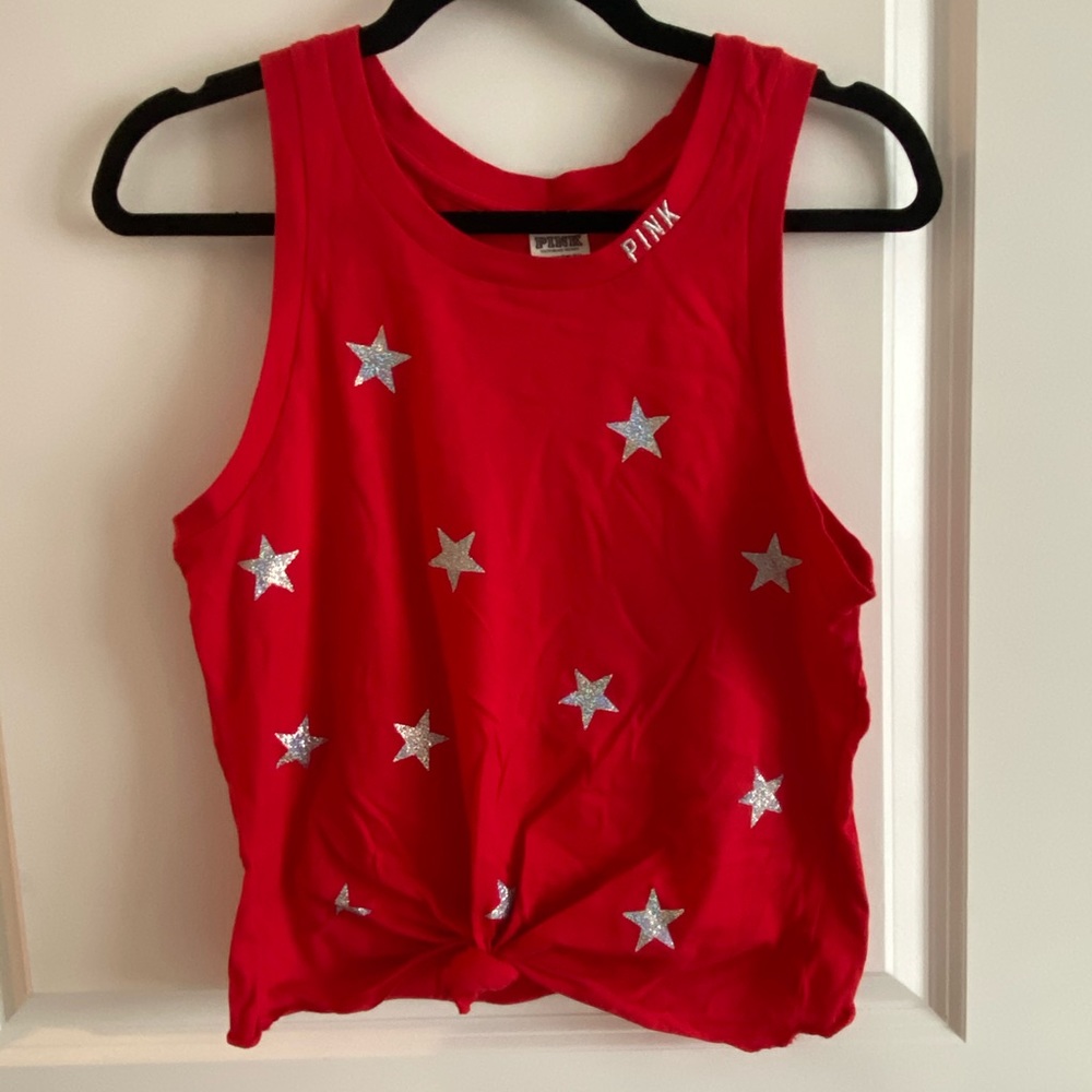 VS PINK cropped / tie front tank top